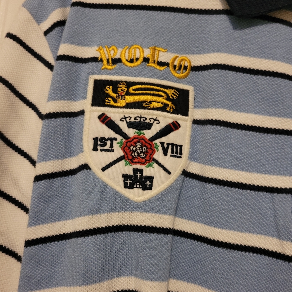NWT- Polo Ralph Lauren Blue and White Striped Polo Shirt Boys Size 18-20 - Picture 3 of 9